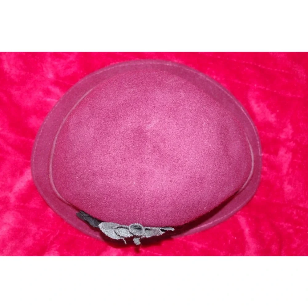 Scala Pronto‎ Womens Burgu Wool Bowler Cloche Bucket Hat Floral Accent One Size